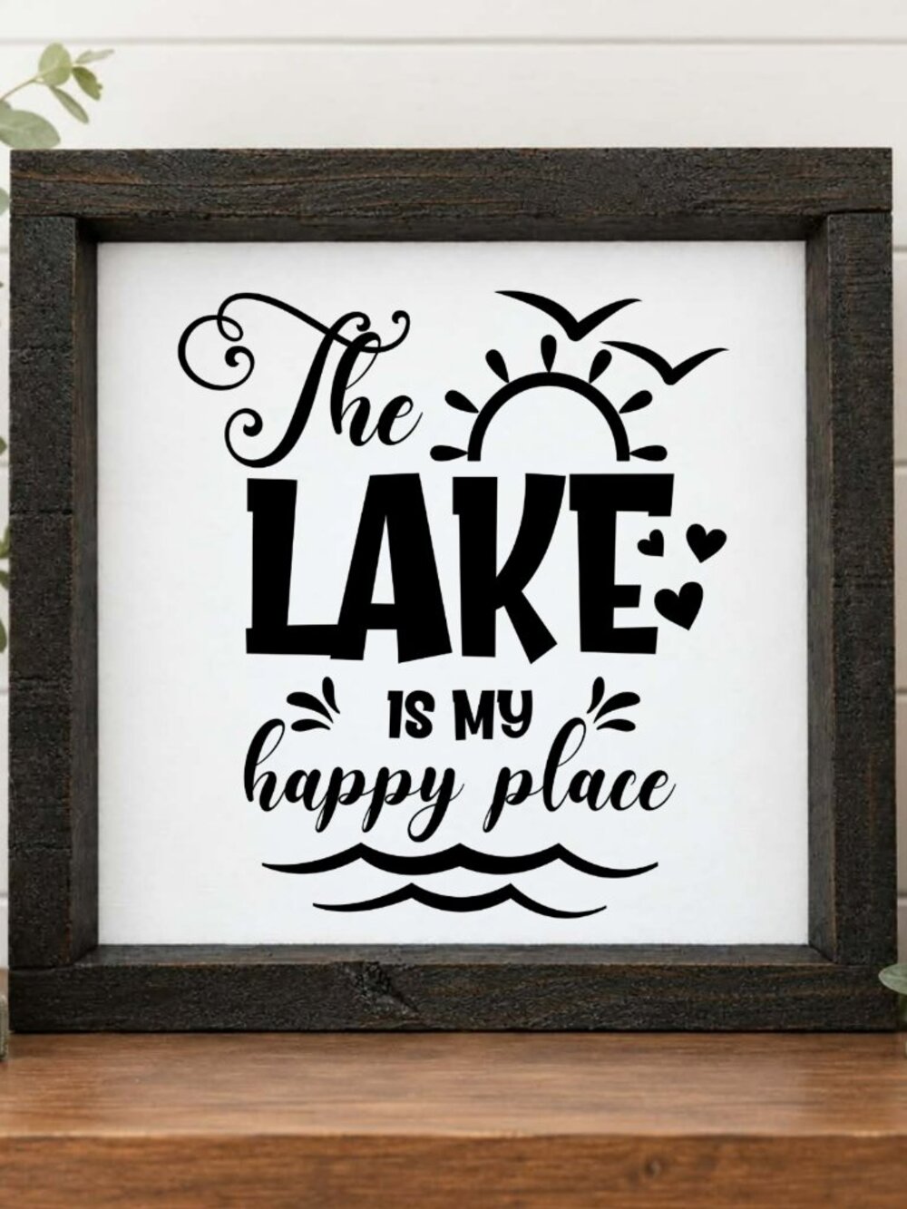 The Lake Is My Happy Place Handcrafted wood & canvas sign